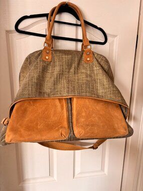 Jessie Blake Gold Tan leather XL Weekender Bag